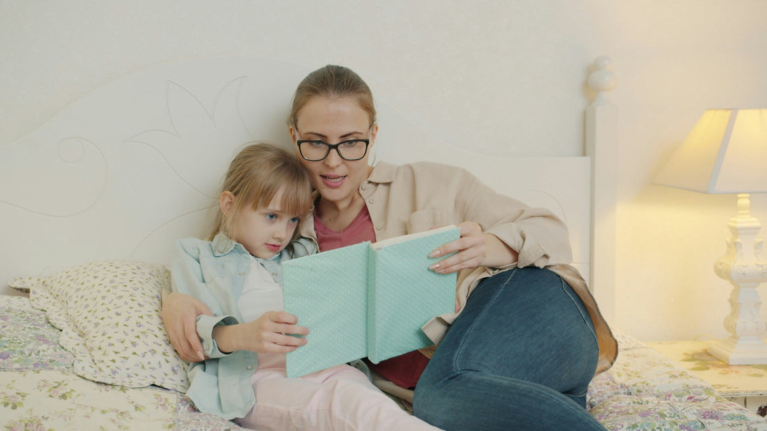 Parent reading with child during a calm bedtime routine